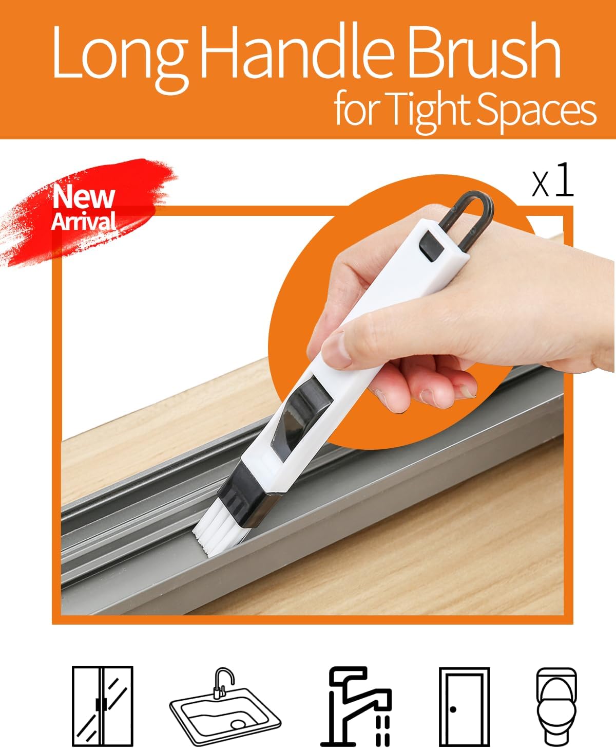 Groove Gap Cleaner Tools Set, 8 Pcs Hand-held 2 Brush with Dustpan&tweezer + 2 Sponge Brush with Dustpan + 2 Replacement Sponges +2 crevice brushes for Sliding Door, Sill, Tile Lines, Track, Car Vents