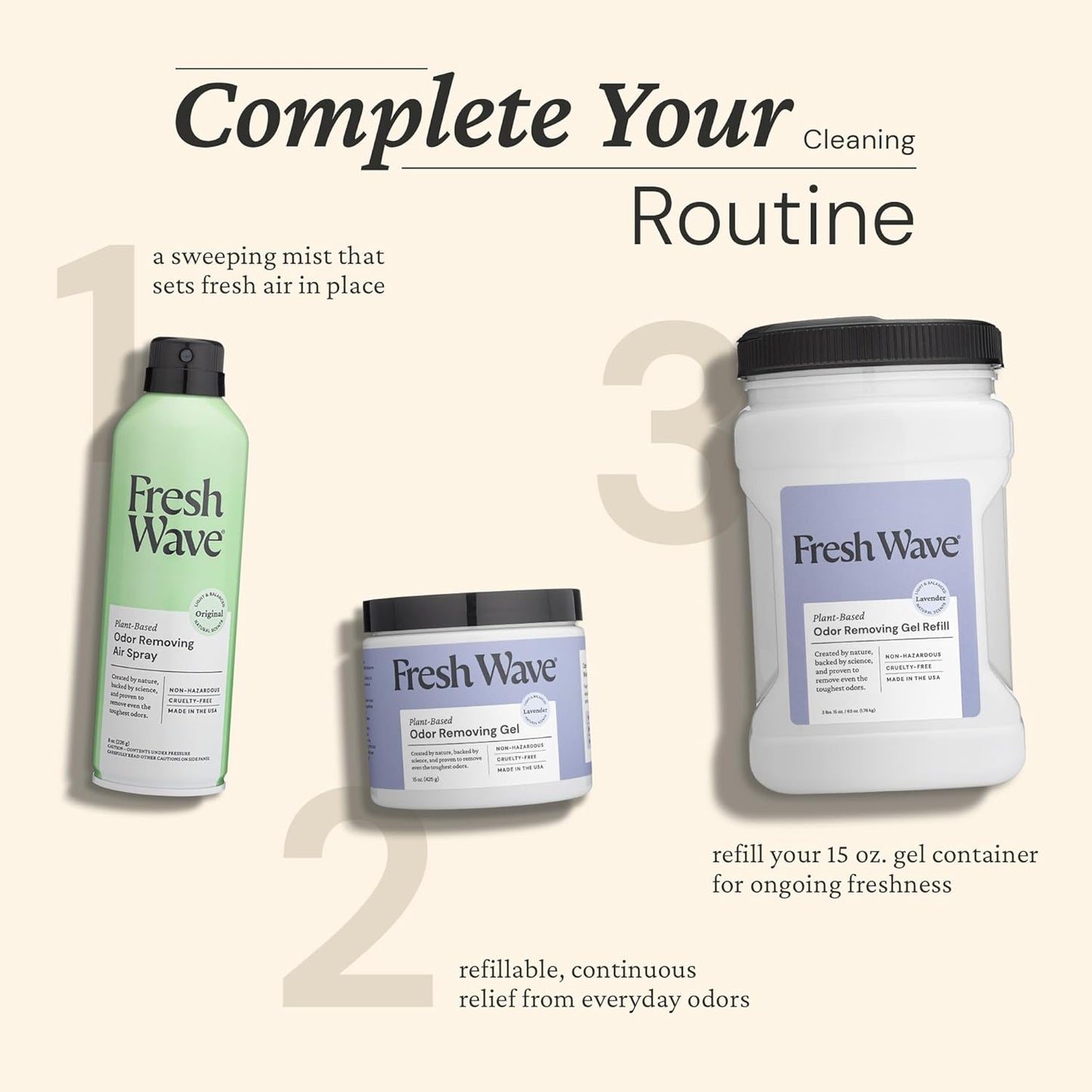 Fresh Wave Lavender Odor Removing Gel, 15 oz. | Odor Absorbers for Home | Safer Odor Relief | Natural Plant-Based Odor Eliminator | Every 15 oz. Lasts 30-60 Days | for Cooking, Trash & Pets