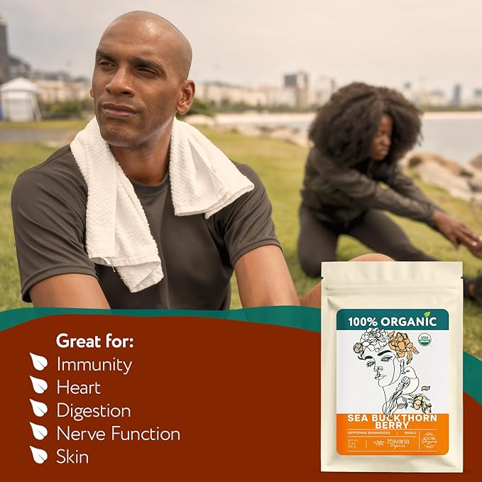 Organic Sea Buckthorn Berry โ Sea Buckthorn Tea, Dried Seaberry, Seabuckthorn โ Espino Amarillo โ Rich in Nutrients Superfood Berries for Immunity, Heart, Digestion, Liver, Skin โ 4 Ounces