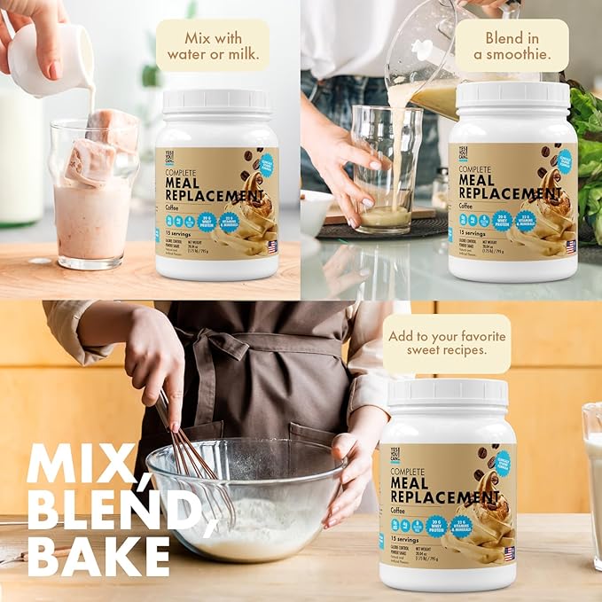 Yes You Can! Meal Replacement Shake - 20G Protein, 4G Fiber, 21 Vitamins & Minerals, 0G Added Sugar - Meal Replacement Protein Powder - Complete All-in-One Nutrition - 15 Servings (Coffee)