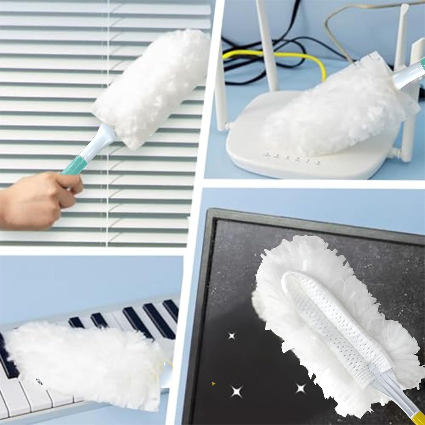 Car Interior Duster - Ultimate Cleaning Tool for Cars, House, and Office - Compact Mini Design for Effortless Dust Removal Stereo-Single Sided Design 2handle +20 Duster Refills.