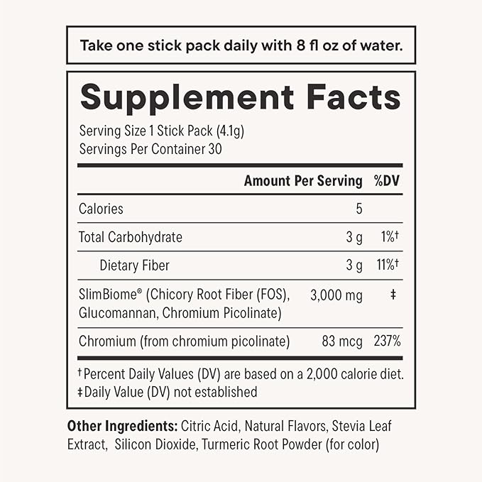 Nouri Daily FeelFull Prebiotic Fiber Drink Mix | Supports Natural Fullness, Appetite & Cravings Control, Gut & Metabolic Health | Oligofructose, Glucomannan & Chromium | 30 Stick Packs