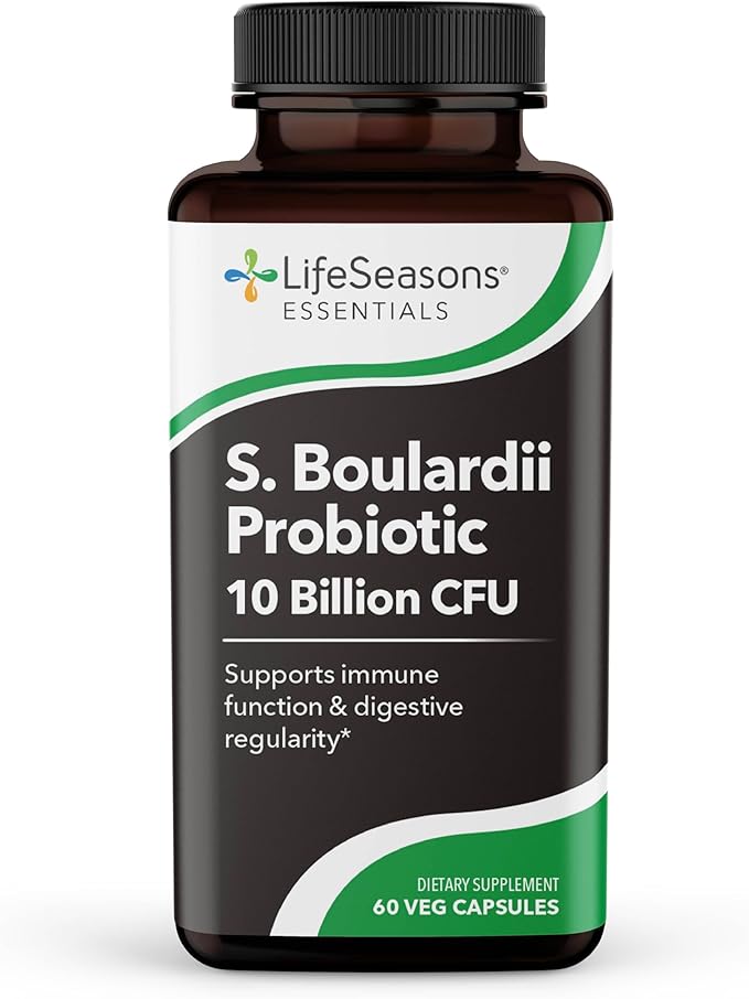 LifeSeasons Essentials S. Boulardii Probiotic - Supports Immune Function & Digestive Regularity - Promotes A Healthy Gut & Stronger Intestinal Lining - Eases Digestion - Saccharomyces - 60 Capsules