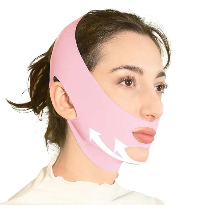 V Line Lifting Mask Chin Strap for Sleeping, Face Lifting Strap, Chin Strap, Jawline Shaper, Jaw Strap, Double Chin Reducer,Face Lift Tape & Snoring Solution (Pink~)