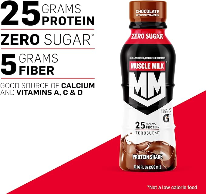 Muscle Milk Genuine Shake, Strawberry, 11.16 Fl Oz Bottles (Pack of 12)