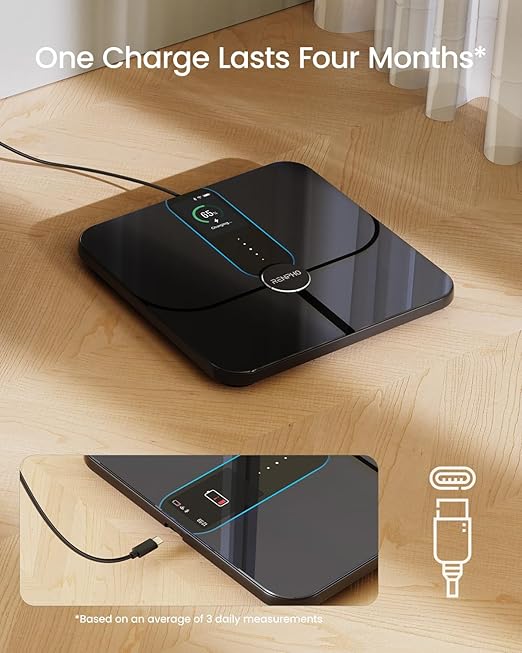 RENPHO Smart Scale for Body Weight Fat, Digital Bathroom Scale with Color Display, Wi-Fi & Bluetooth Fitness Equipment for BMI Muscle Mass Composition, Rechargeable, Elis Nova
