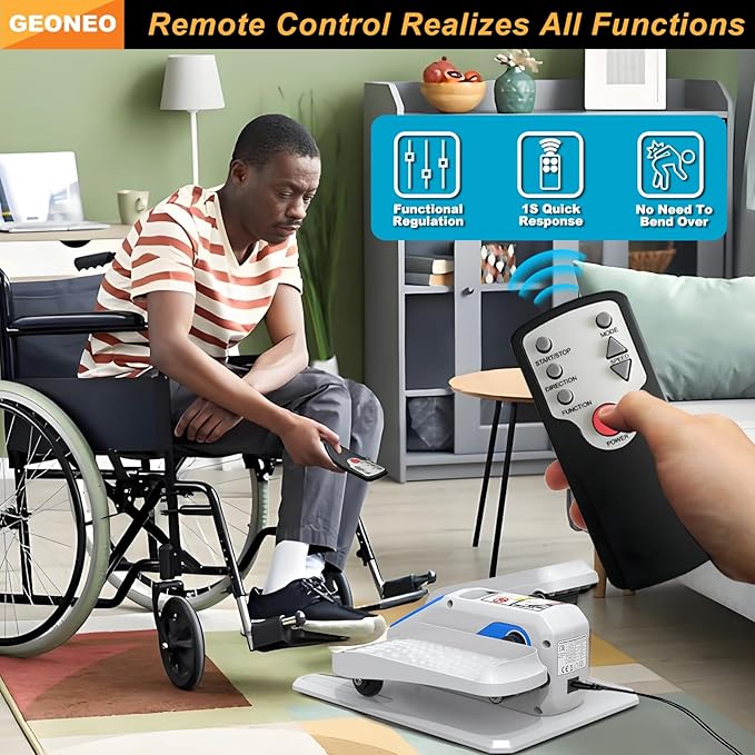Under Desk Elliptical Machine, Electric Ellipse Leg Exerciser for Senior, Quiet and Compact Electric Seated Pedal Exerciser for Home with Monitor, Remote Control and 12 Adjustable Speeds