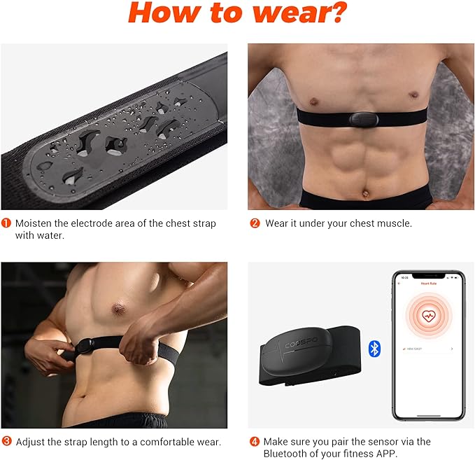 COOSPO H6 Heart Rate Monitor Chest Strap Bluetooth 4.0 ANT+ IP67 Chest Heart Rate Sensor for Peloton Polar DDP Yoga Map My Ride Garmin Sports Watches
