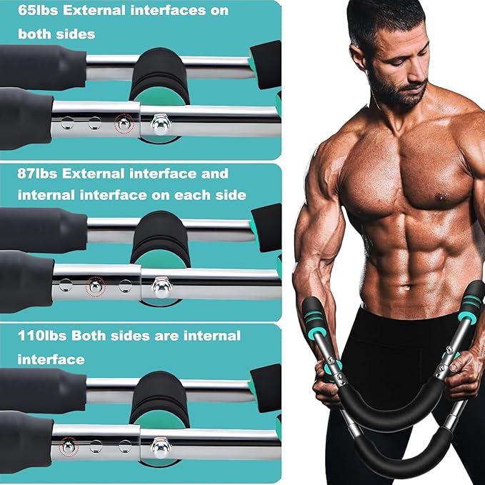 Twister Arm Trainer, 60-110lb Adjustable Arm Exercise Equipment, Chest Workout Equipment,Strength Training Machine,Portable Power Twister Bar,Portable Spring Resistance for Home Workout Equipment
