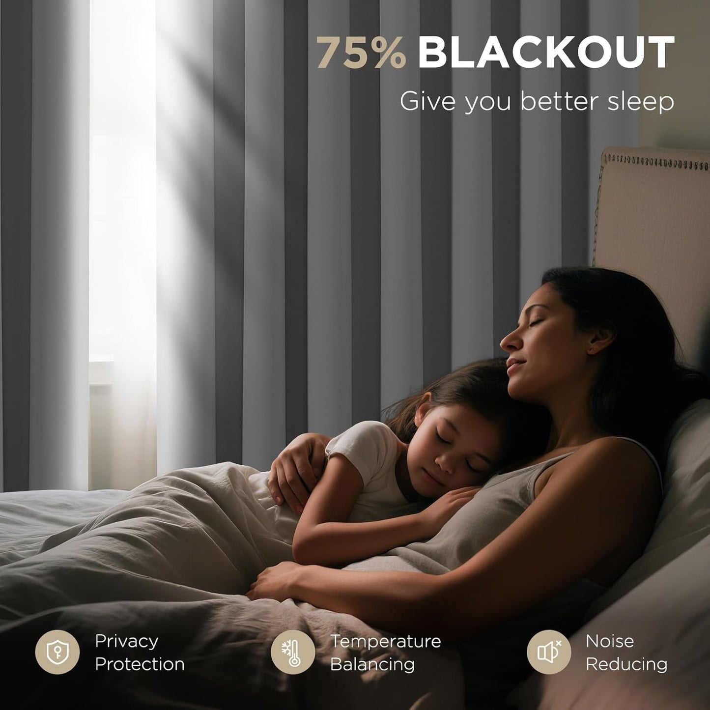 Joydeco Blackout Patio Sliding Door Curtains 90 Inches Long, Grommet Privacy Room Divider Curtains, Extra Wide Thermal Blackout Drapes for Bedroom Living Room (Pure White, 70Wx90L, 1 Panel)