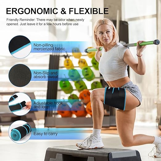 supregear Thigh Wraps Support, Adjustable Compression Neoprene Thigh Sleeve Hamstring Quad Wrap Upper Leg Brace for Women Men Pulled Groin Muscle, Quadriceps, Black + Blue, XL