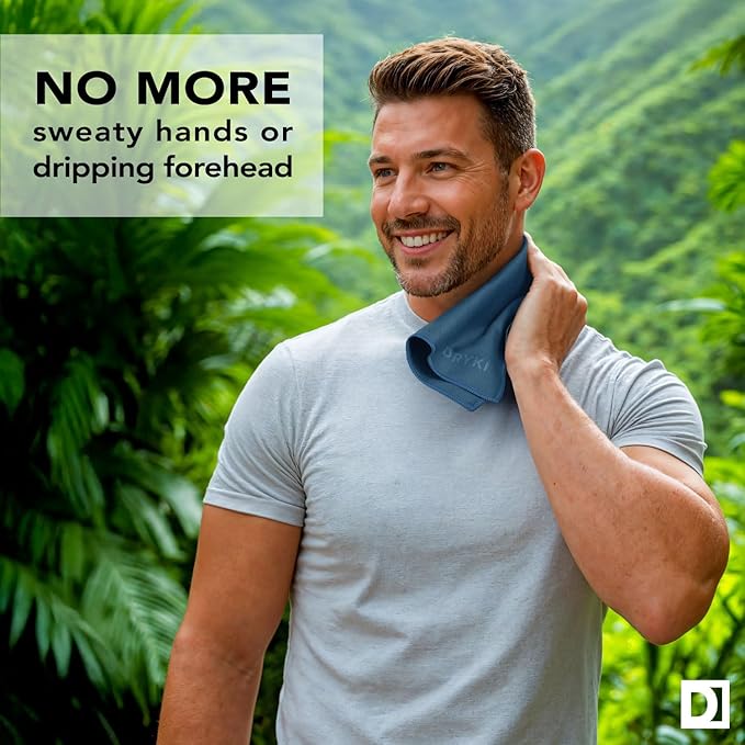 Pocket-Sized Sweat Towels - The Original Sweat Absorbing Handkerchiefs - Quick-Dry Microfiber Sweat Rags for Face, Hands, & Body - Men & Women - Gym, Sports, and Work (Blue: 5 Pack)
