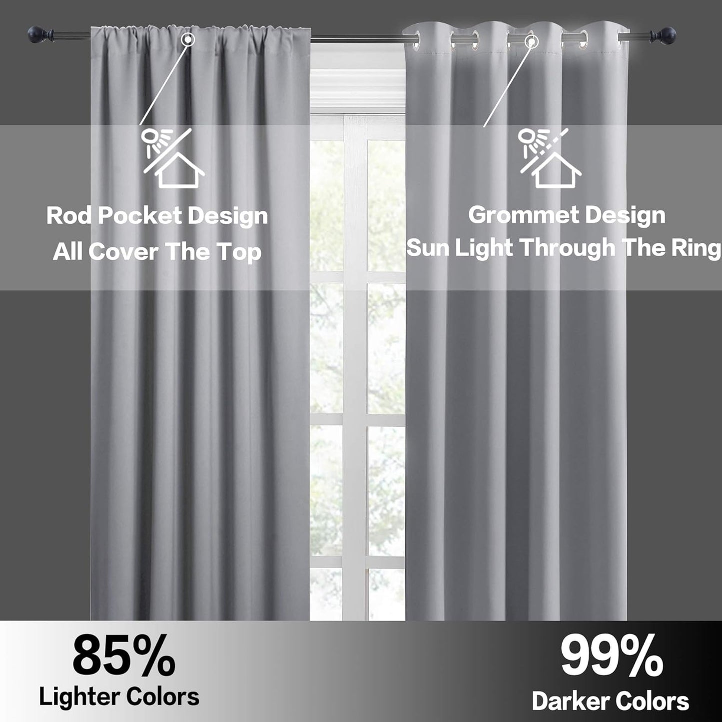 RYB HOME RV Curtains for Camper Windows - Soft Thermal Insulated Small Window Curtain Tiers for Cafe Kitchen Bedroom Basement Glass Door Window, W 42 x L 30 inches, Silver Grey, 2 Panels