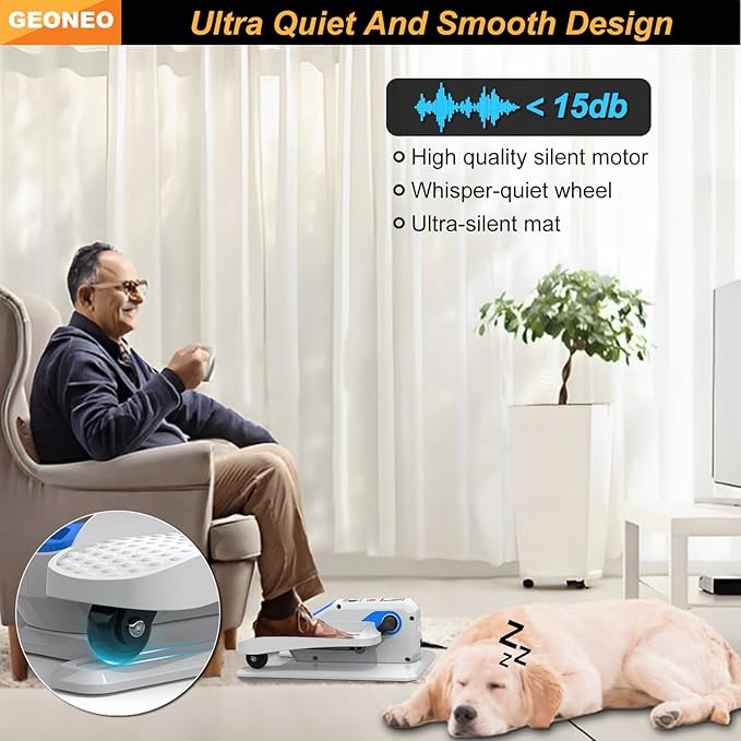 Under Desk Elliptical Machine, Electric Ellipse Leg Exerciser for Senior, Quiet and Compact Electric Seated Pedal Exerciser for Home with Monitor, Remote Control and 12 Adjustable Speeds