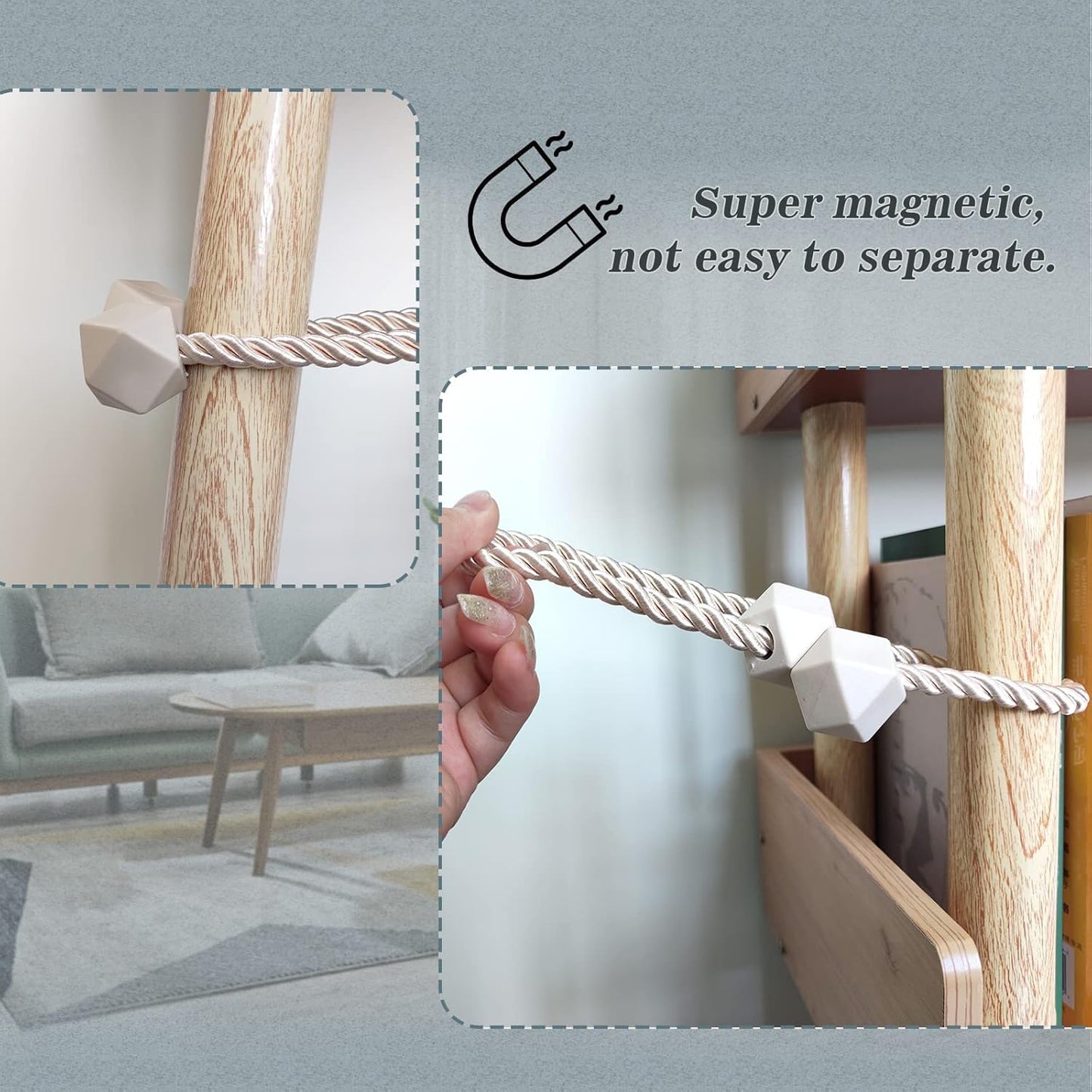 Hion Magnetic Curtain Tiebacks Dark Brown 6 Pack, Curtain Tiebacks Buckles Holdbacks Holders Hooks Clip for Home Bedroom Office Decorative Thick or Thin Curtain