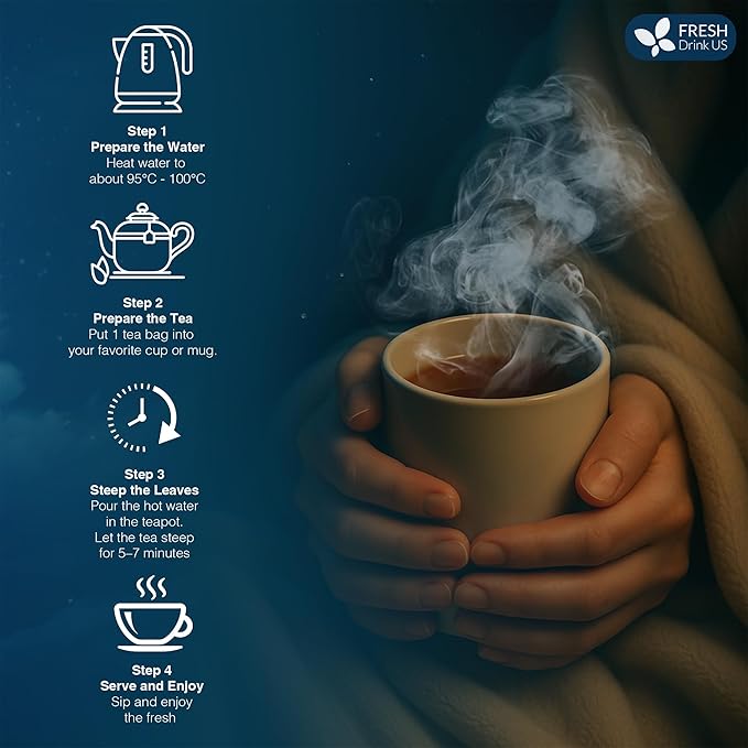 FreshDrinkUS, Premium 55 Tea Bags Better Sleep Herbal Tea | Caffeine-Free Loose Leaf Blend with Spearmint Leaves, Lemongrass Leaves, and Hawthorn Berry – Naturally Refreshing and Aromatic.