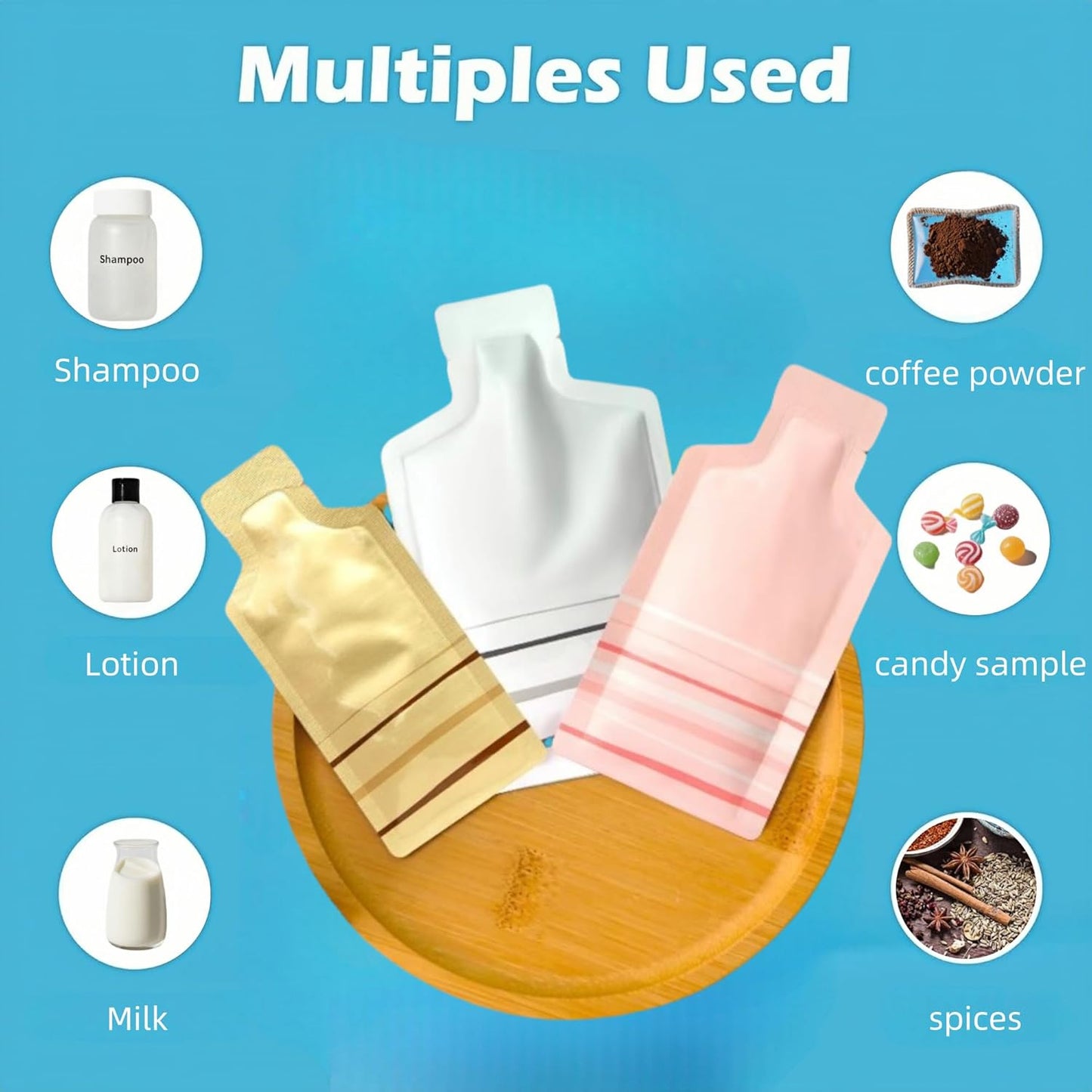 100 Pack 2.36x4.7 inch Heat Seal Sample Mylar Packets for Portable Travel Toiletries Empty Disposable Liquid Shampoo Pouch Single Serving Coffee Powder Condiments Food Storage (Pink)