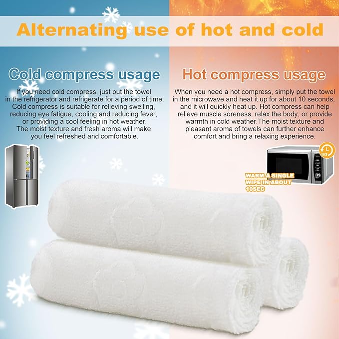 Moist Cotton Towel Bulk Moist Towelettes Individually Wrapped 8.7" x 8.7",White Towel Services,Refreshment Pre Moistened Towels Lavender, Lemon and Mint for Sport Party Spa (pack of 150)