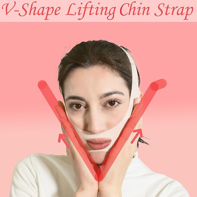 V Line Lifting Mask Chin Strap for Sleeping, Face Lifting Strap, Chin Strap, Jawline Shaper, Jaw Strap, Double Chin Reducer,Face Lift Tape & Snoring Solution (Pink)