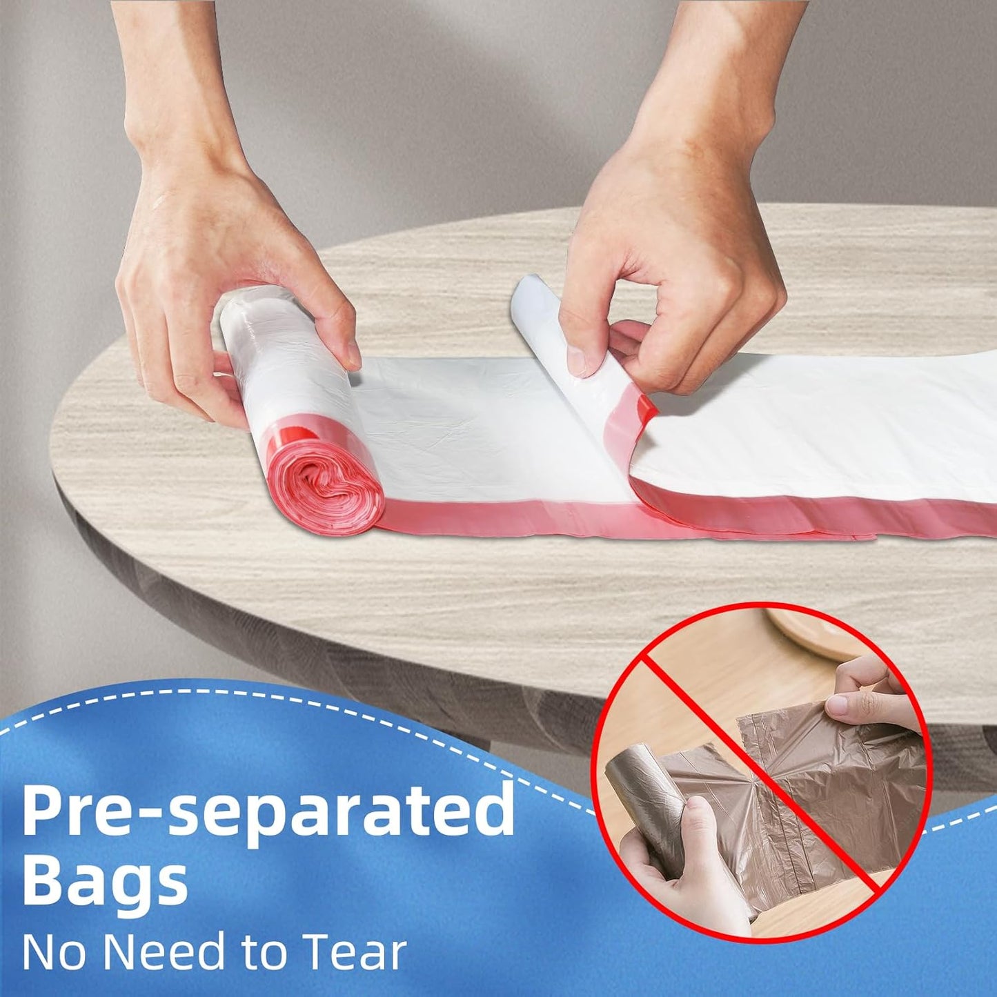 13.2 Gallon Tall Kitchen Drawstring Trash Bags, 200 Count Pre-separated Garbage Bags, Unscented, Leak Proof, Waste Bag for Kitchen, Office, Home