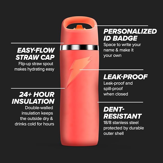 Gatorade 'Overtime' 22oz Stainless Steel Water Bottle, Straw Cap, Blue
