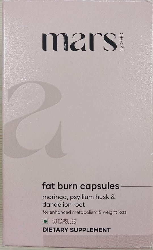 Mars Fat Burn Capsules with Psyllium Husk, Moringa & Dandelion Root – Herbal Blend for Active Routine (Pack of 3)