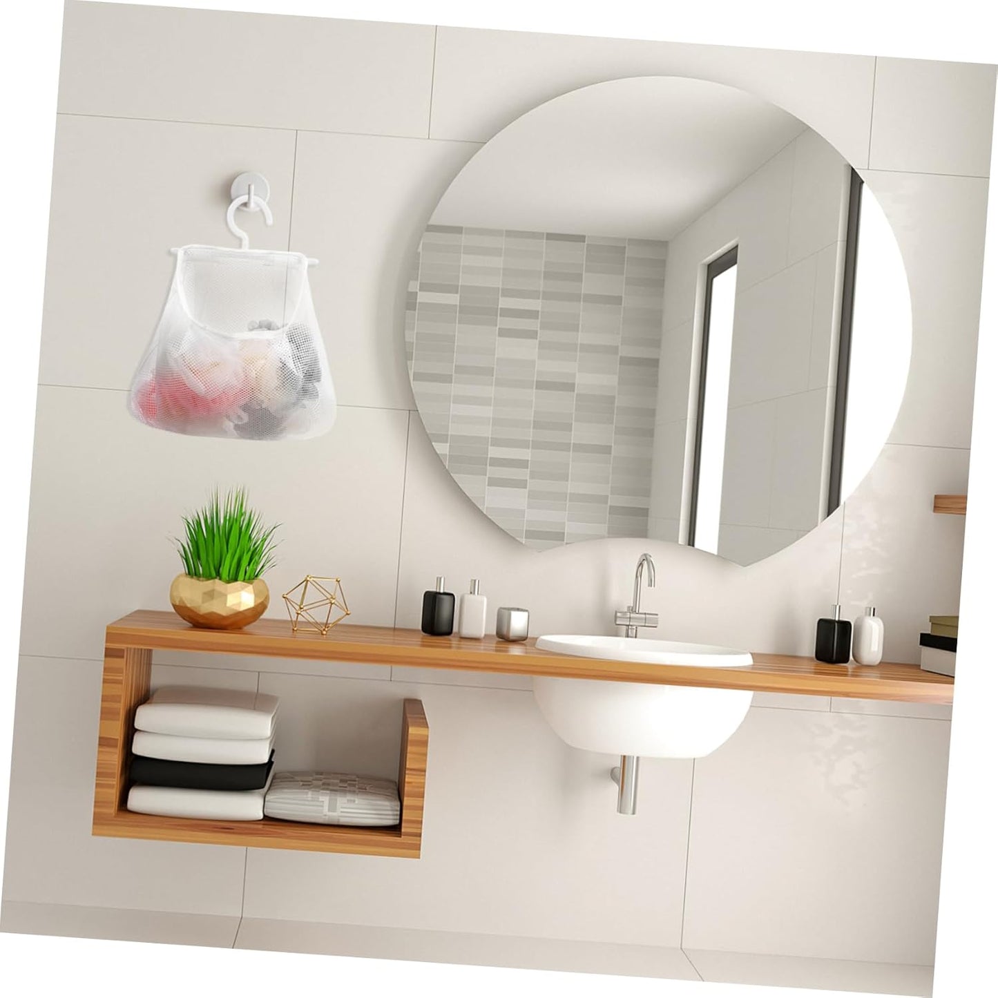 Cabilock 5pcs Mesh Hanging Bag Hanging Clothes Travel White Polyester Fruit