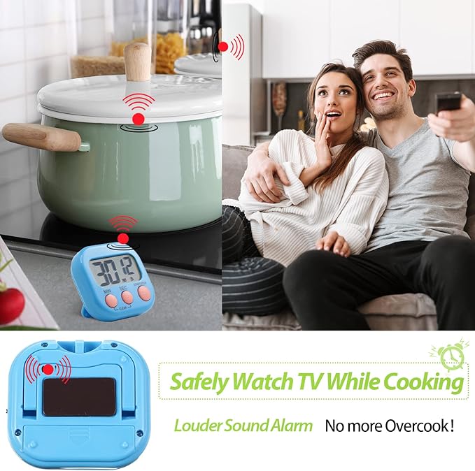 Weewooday 24 Pcs Digital Kitchen Timer Magnetic Timer Bulk On/Off Switch Minute Second Count up Countdown Loud Alarm for Exercise Cook Baking(Blue, Green)
