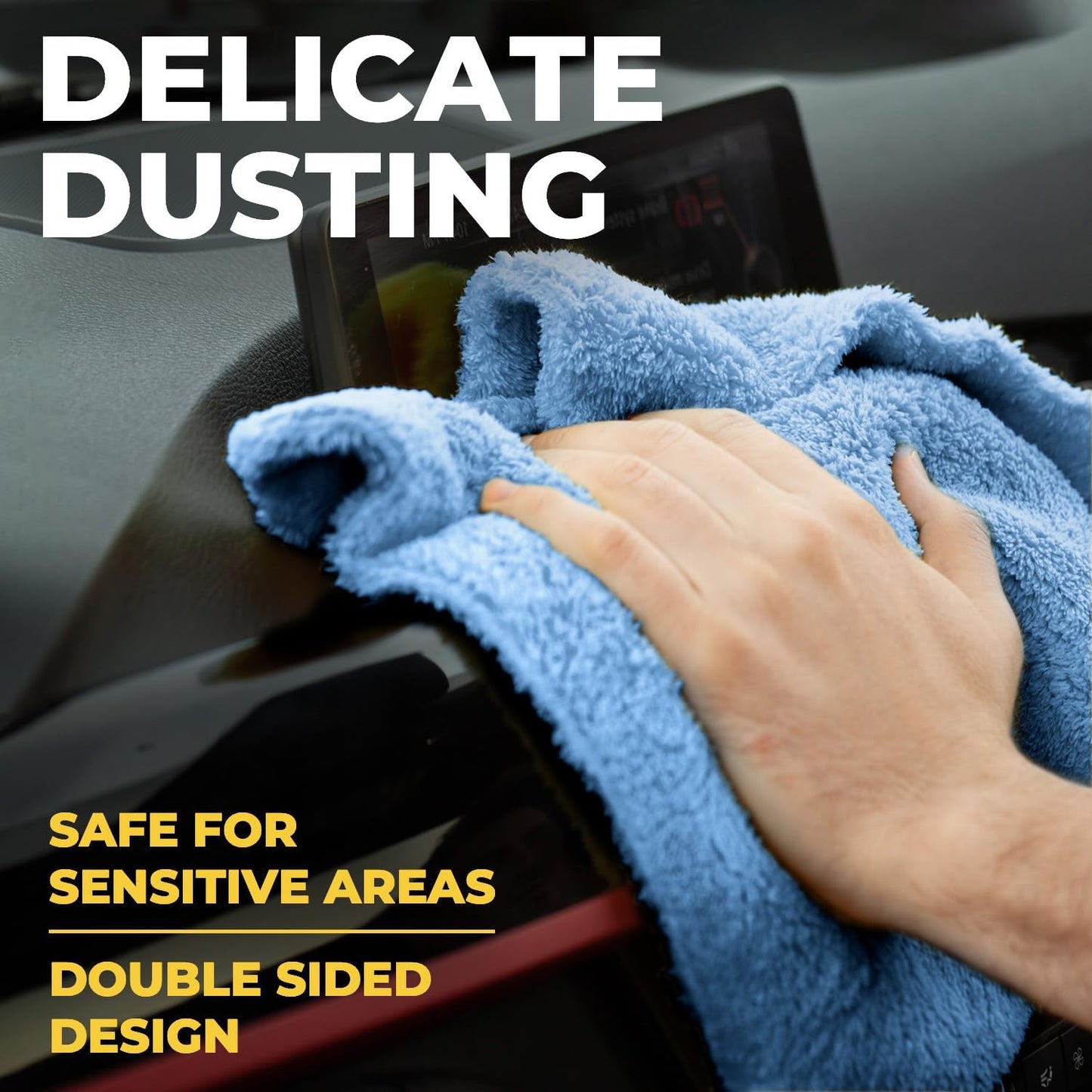 Edgeless Microfiber Towels for Cars – 6pk (12”x12”) - 540 GSM - Super Soft Detailing & Buffing – Scratch-Free & Absorbent Microfiber Cleaning Cloths for Car Polishing
