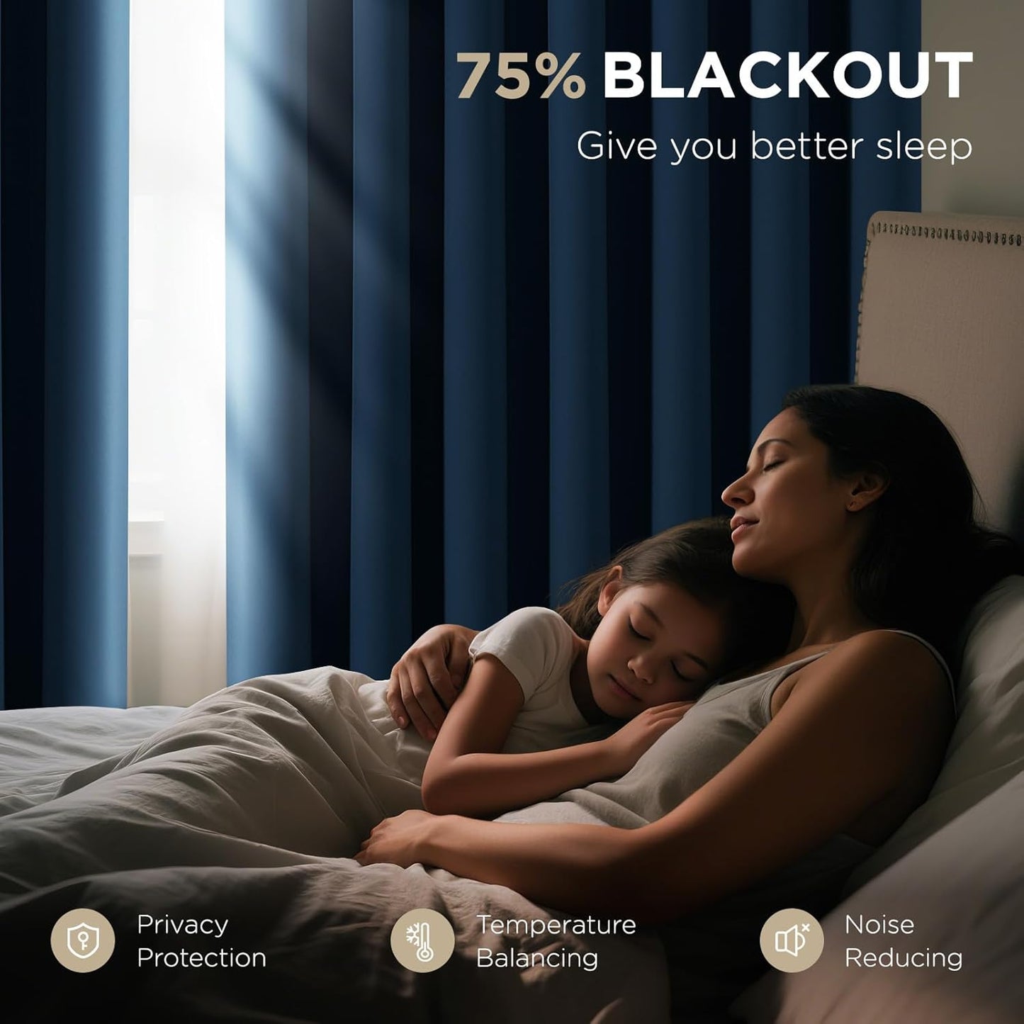 Joydeco Blackout Door Curtain for Doorway Privacy 78 Inches Long, Grommet Closet Curtain for Open Closet, Room Divider for Bedroom Living Room (Navy Blue, 40Wx78L, 1 Panel)