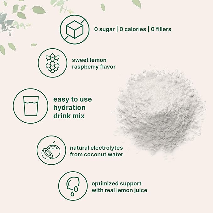 Micro Ingredients Hydration Electrolyte Powder, 2 lb (139 Servings) | Lemon Raspberry Flavor | High Potassium (1,000mg) + Coconut Water & Real Lemon Juice | No Sugar, Keto Friendly | Non-GMO