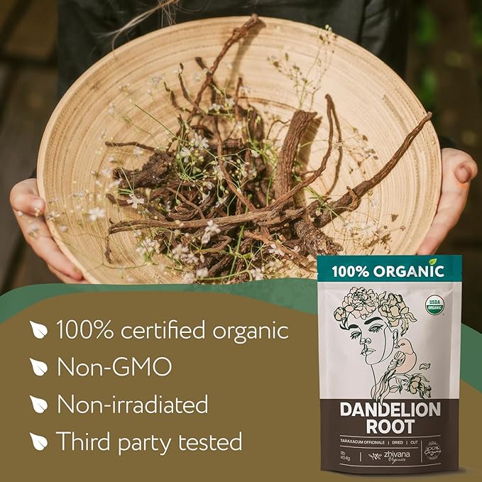 Dandelion Root Organic - Dandelion Tea - Diente de Leon Organico โ Natural Cleansing, Gut Flora, Digestion, Liver, Skin โ 4 oz
