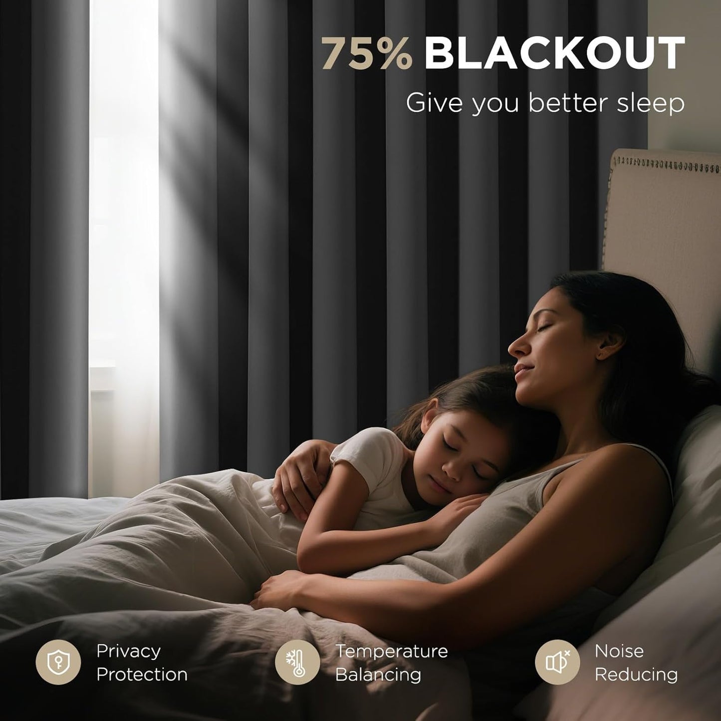 Joydeco Blackout Patio Sliding Door Curtains 96 Inches Long, Grommet Privacy Room Divider Curtains, Extra Wide Thermal Blackout Drapes for Bedroom Living Room (Grey, 70Wx96L, 1 Panel)