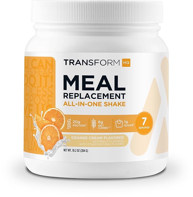 TransformHQ Meal Replacement Shake Powder 7 Servings (Orange Cream) - Gluten Free, Non-GMO