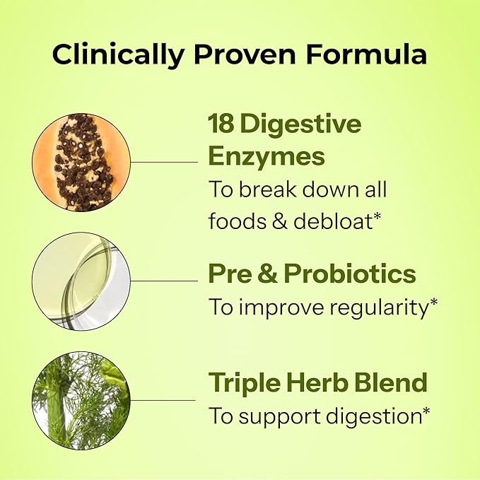 HUM Flatter Me Digestive Enzymes with Probiotics & Prebiotics - Fast-Acting Bloat Relief, Digestive Health and Regularity, Vegan Formula 60 Servings