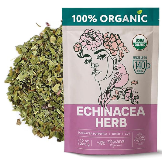 Echinacea Tea Organic (10oz.) – Echinacea Purpurea Herb Loose Leaf - Equinacea Organica - Body Defenses, Immune Support Tea