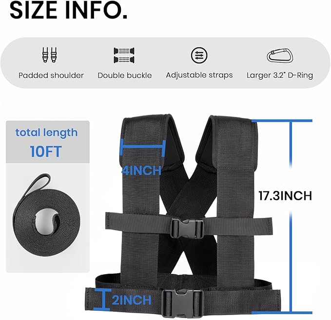 LIONSCOOL Weight Training Sled with Pro Pulling Belt or Vest Set, Sled Push with Adjustable Handle, Power Sled Workout Sled for Drag Speed Training Improvement and Strength