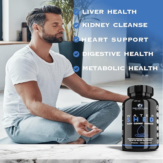Water Pills Diuretic Water Retention, Liver Detox, Kidney Cleanse, Weight, Swelling, Edema, Bloating Relief, Fluid Balance Watershed Max Strength (1)