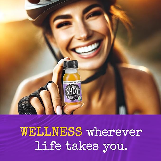 The Twisted Shot | Organic Apple Cider Vinegar Wellness Shots with Ginger, Turmeric, Honey, Cinnamon and Cayenne | Digestion, Immunity and Gut Health Support | Ready to Drink | 48, 2 oz Mini Bottles