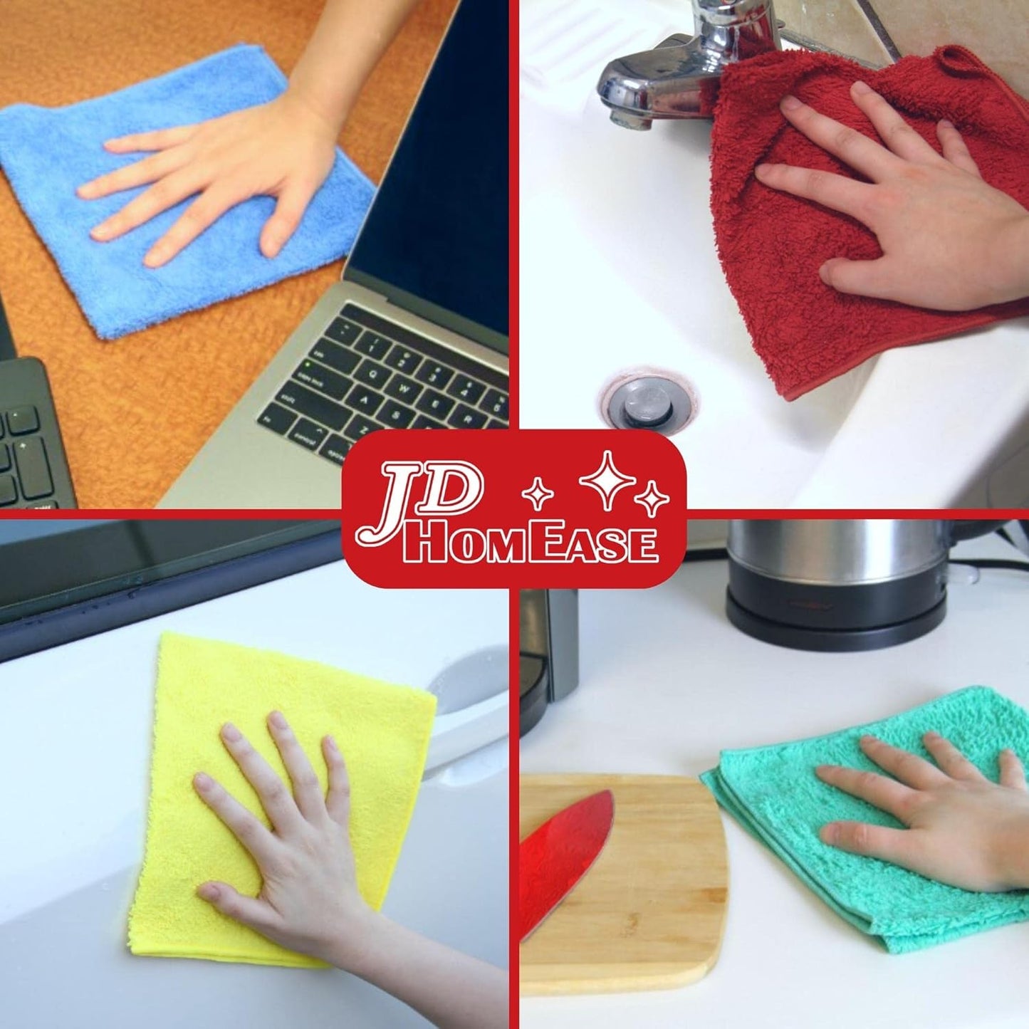 Microfiber Cleaning Cloths,12 Pack, 16"x16", All-Purpose, Softer, Highly Absorbent, Lint-Free, Reusable, Washable Pro Towels, Brown, for House, Kitchen, Bathroom, Car, Office