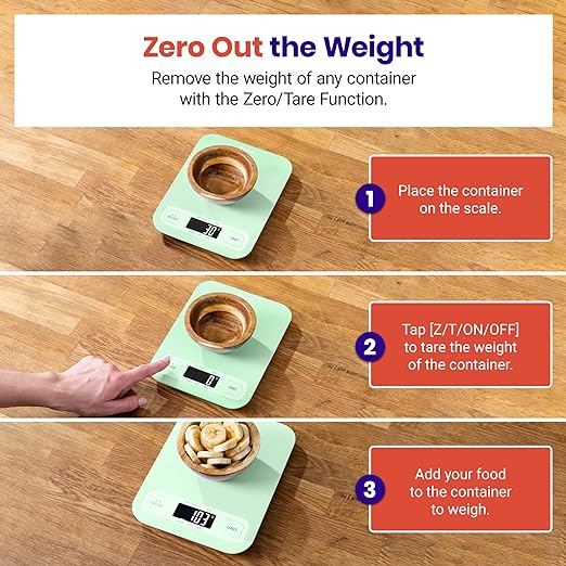 Etekcity Food Kitchen Scale, Digital Grams and Ounces for Weight Loss, Baking, Cooking, Keto and Meal Prep, Large, Green