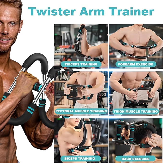 Twister Arm Trainer, 60-110lb Adjustable Arm Exercise Equipment, Chest Workout Equipment,Strength Training Machine,Portable Power Twister Bar,Portable Spring Resistance for Home Workout Equipment