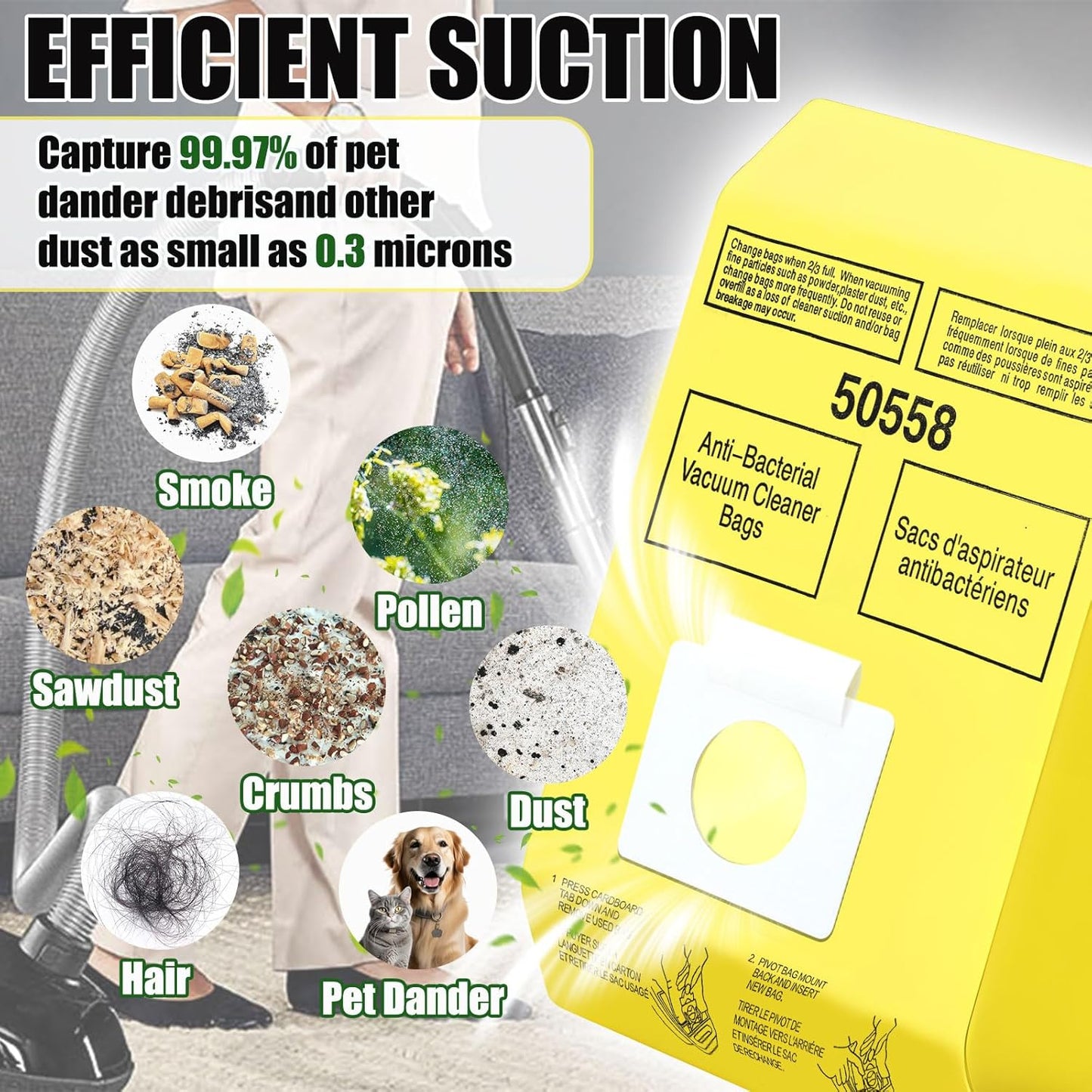 15 Pack Vacuum Cleaner Bags Fit for Kenmore Canister Type C/Q 5055 50555 50557 50558 and Pana·sonic Type C-5 C-18, 200 Series, 400 Series, 600 Series, 700 Series, 800 Series (15 Pack)