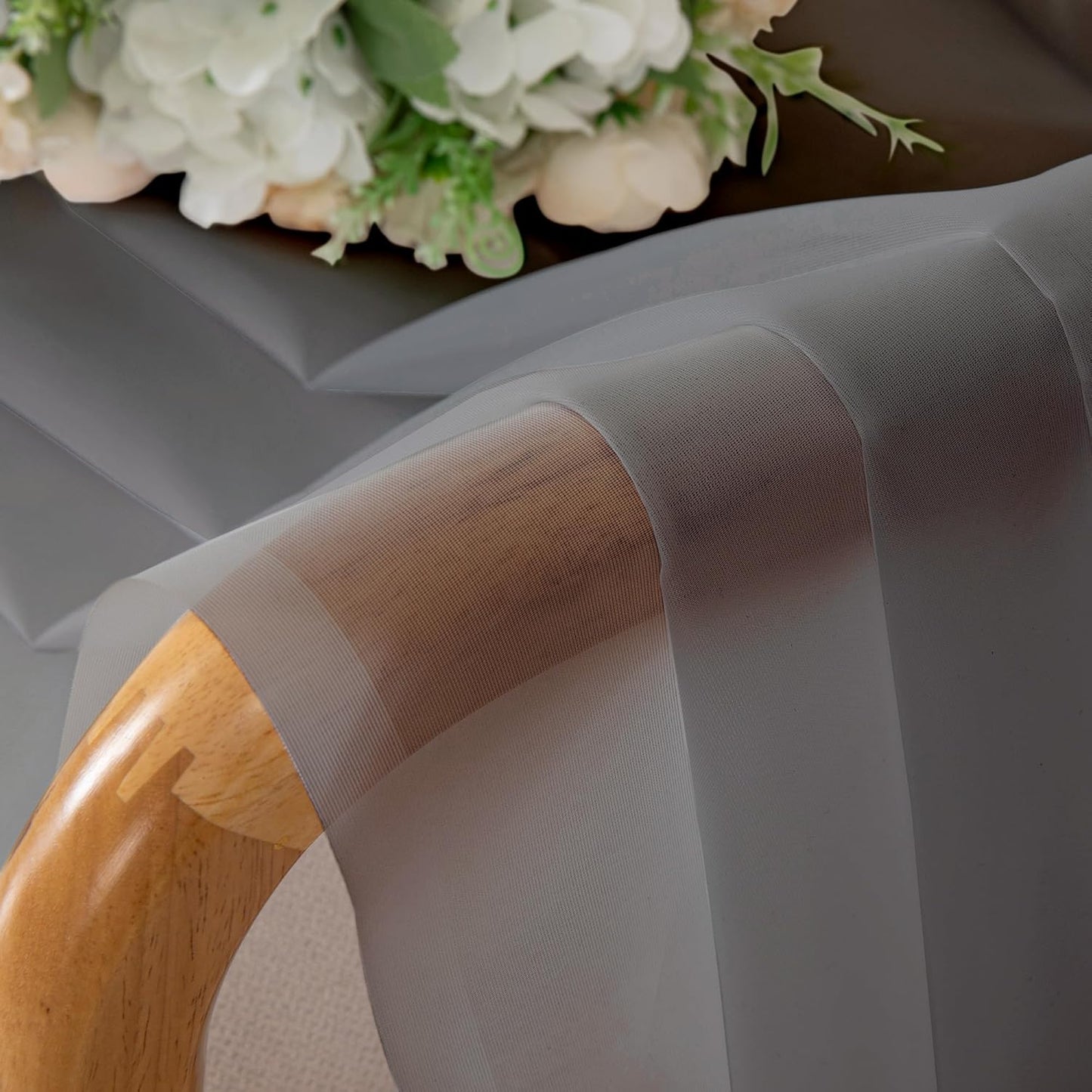 Chyhomenyc 120 Inch Long Sheer Curtains for Bedroom, Semi Sheer Privacy Curtains & Drapes Texture Sunlight Filtering for Hallway Window Guest Room Country House, 42x120 Inches, 2 Panel, Charcoal Grey