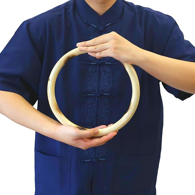 ZooBoo Wing Chun Rattan Ring - Natural Wood Rings Wing Tsun Kung Fu Wrist Hand Strength Training Equipment Yewen Sau Sticky IP Man Siu Lum Kung Fu Rings - Rattan 9 inch