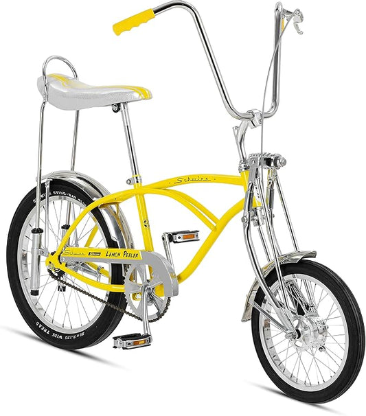 Schwinn Krate Classic Sting-Ray Bike, 20 Inch Bike for Kids or Adults, Steel Frame & Springer Fork, Fenders, Single Speed, Coaster Brake, Grey Ghost, Lemon Peeler, Coal, Grape, Orange or Apple