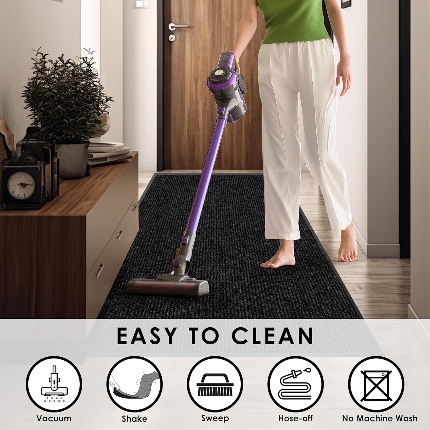 2′ x 54′ Front Door Mat Indoor Outdoor Entrance, Commercial Floor Mat Heavy Duty Dirt Trapper Entryway Doormat, Custom Size Non Slip Rubber Backing Welcome mat, Door Mat for High Traffic Area