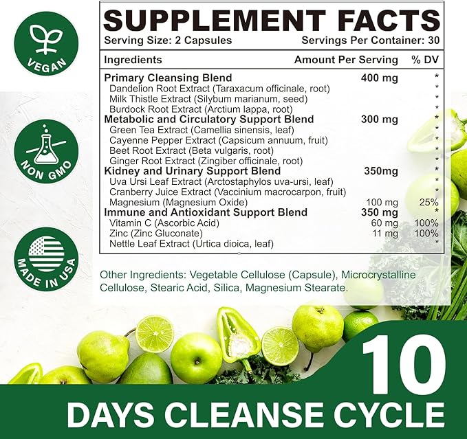 25-in-ONE CannaKlean & Detox Capsules - Natural Detox Cleanse, Natural Herbal Formula for Body Purification, Kidney & Liver (60 Capsules) -1 Pack