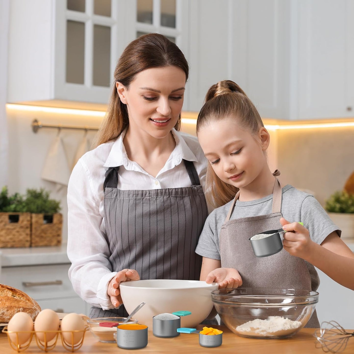Magnetic Measuring Cups, 5 Stainless Steel Nesting Measuring Cup Set for Measuring Dry or Liquid Ingredients
