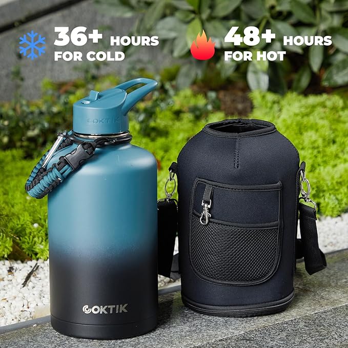 84oz Water Bottle with Straw - Triple Insulated Flask, 48hr Cold Retention Large Water Bottle, Leakproof Water Jug for Gym, Hiking, Camping, Outdoor Sports(2 pack,Mix Color)
